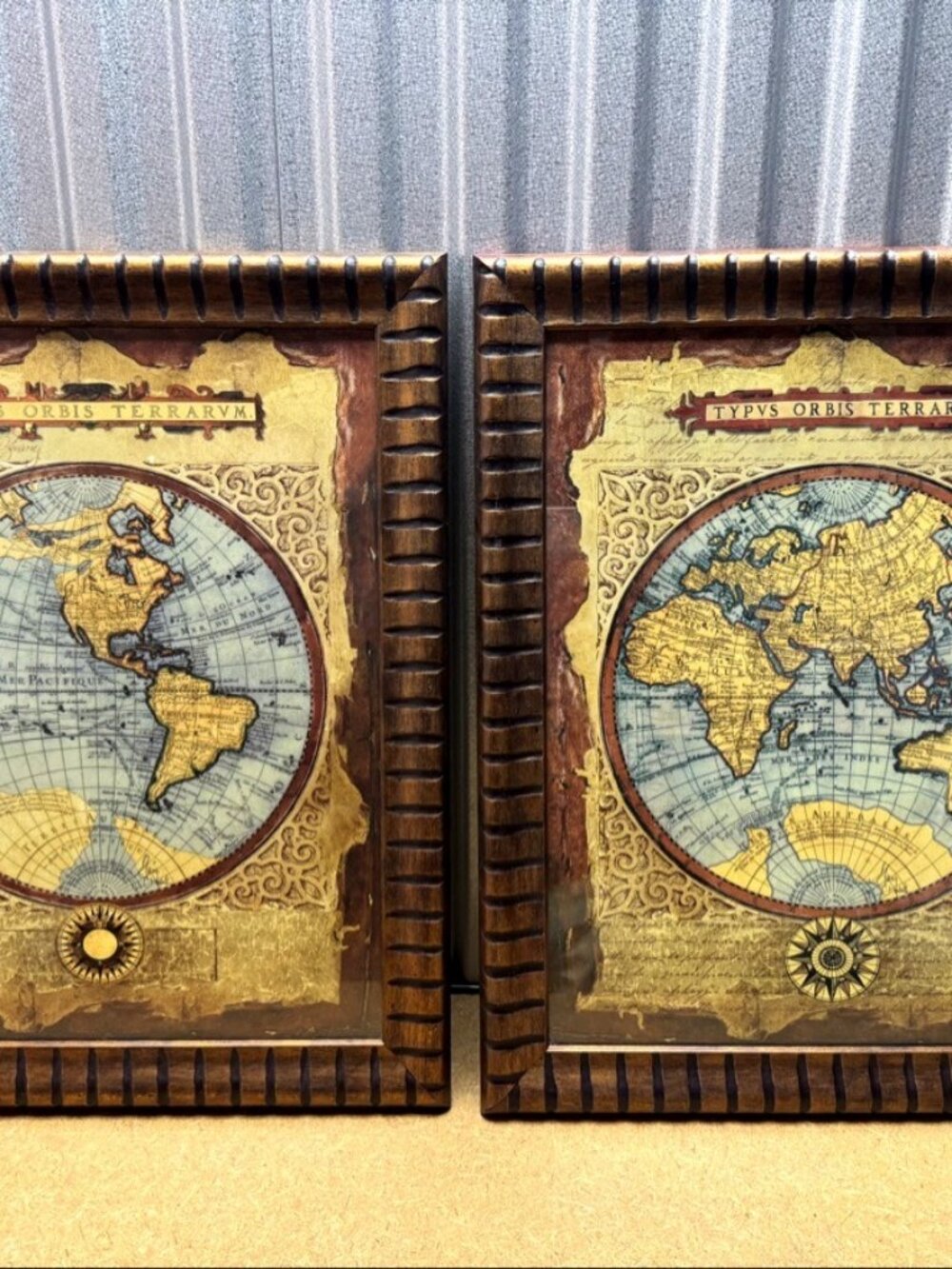 Vintage World Map Framed Prints Pair Typus Orbis Terrarum Kirkland's 21in